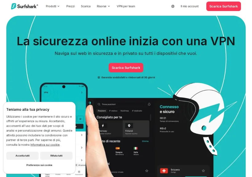 Schermata della pagina offerta di Surfshark