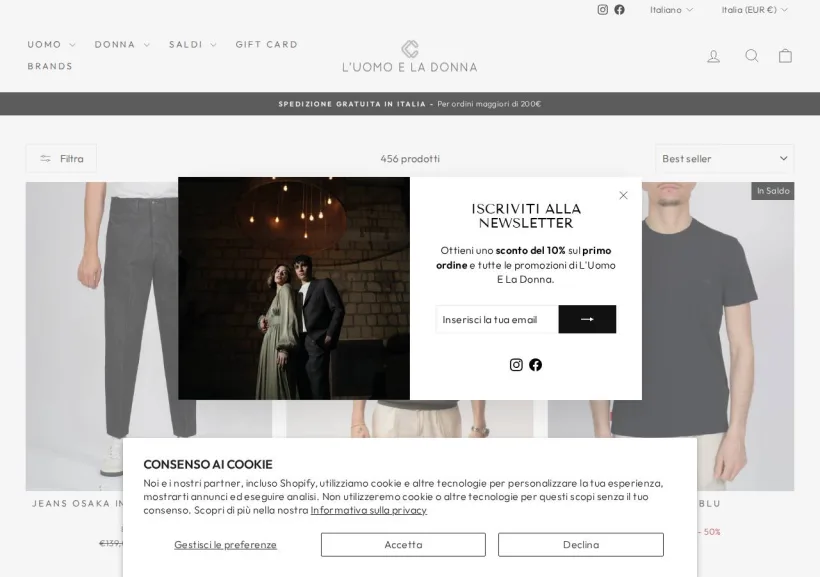 Schermata della pagina offerta di L'Uomo e La Donna