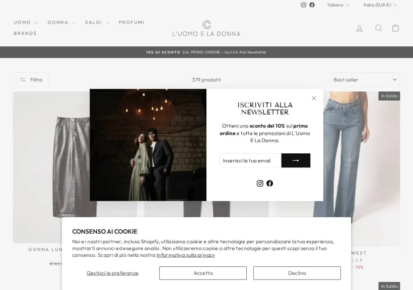 Schermata della pagina offerta di L'Uomo e La Donna