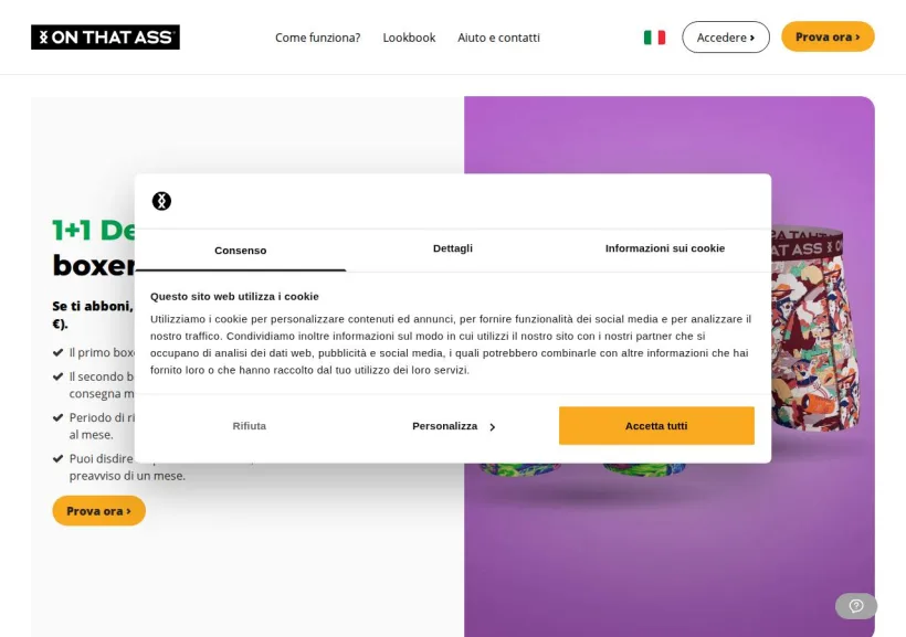 Schermata della pagina offerta di On That Ass