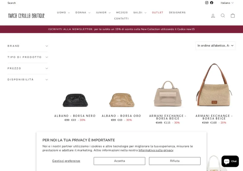 Schermata della pagina offerta di Marco Cerullo
