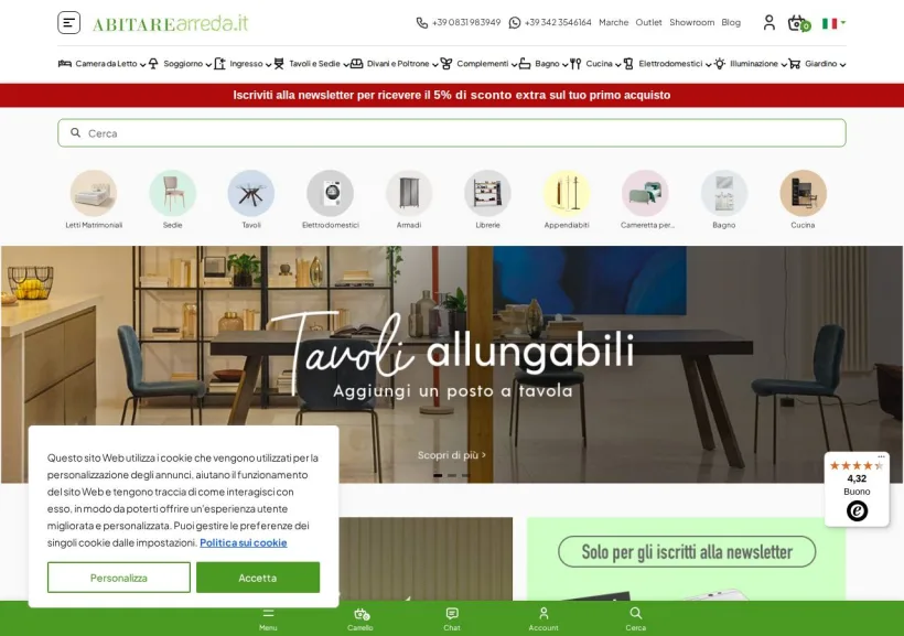 Schermata della pagina offerta di AbitareArreda