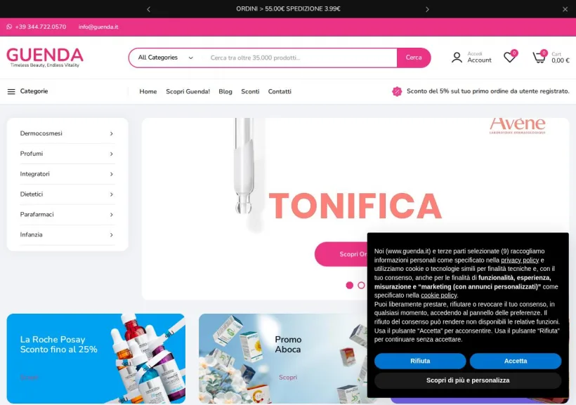 Schermata della pagina offerta di Guenda