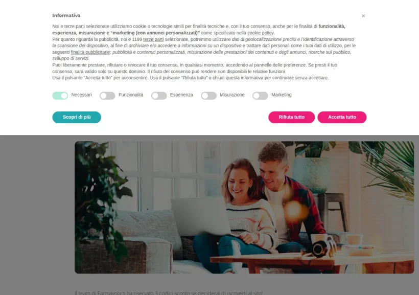 Schermata della pagina offerta di FarmaVola