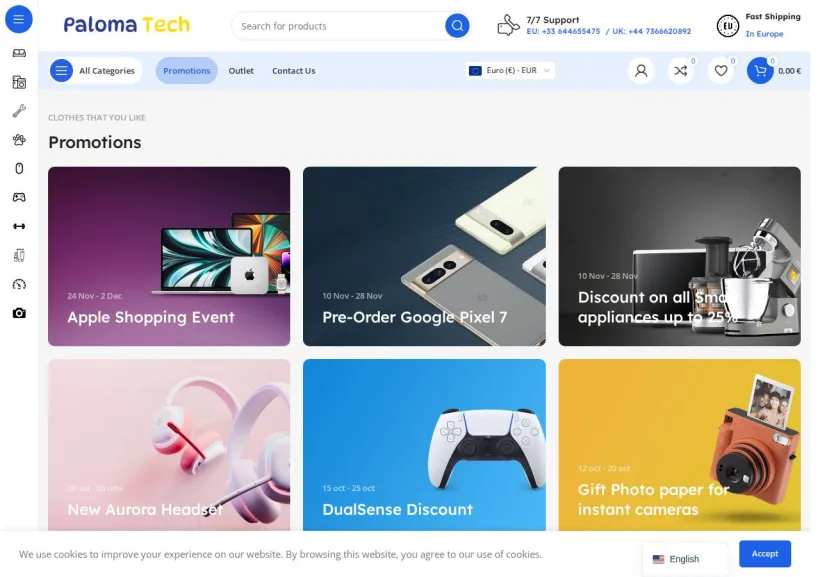 Schermata della pagina offerta di Paloma Tech