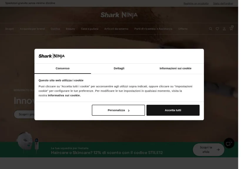 Schermata della pagina offerta di Ninja Kitchen