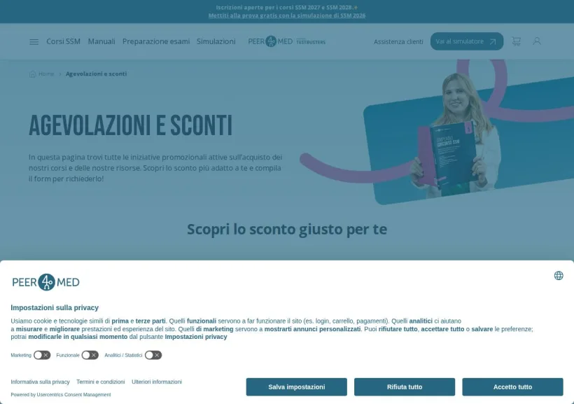Schermata della pagina offerta di Peer4Med