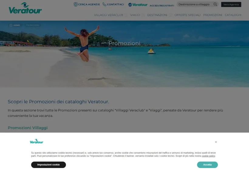 Schermata della pagina offerta di Veratour