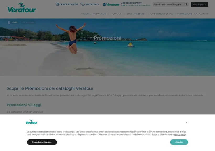 Schermata della pagina offerta di Veratour
