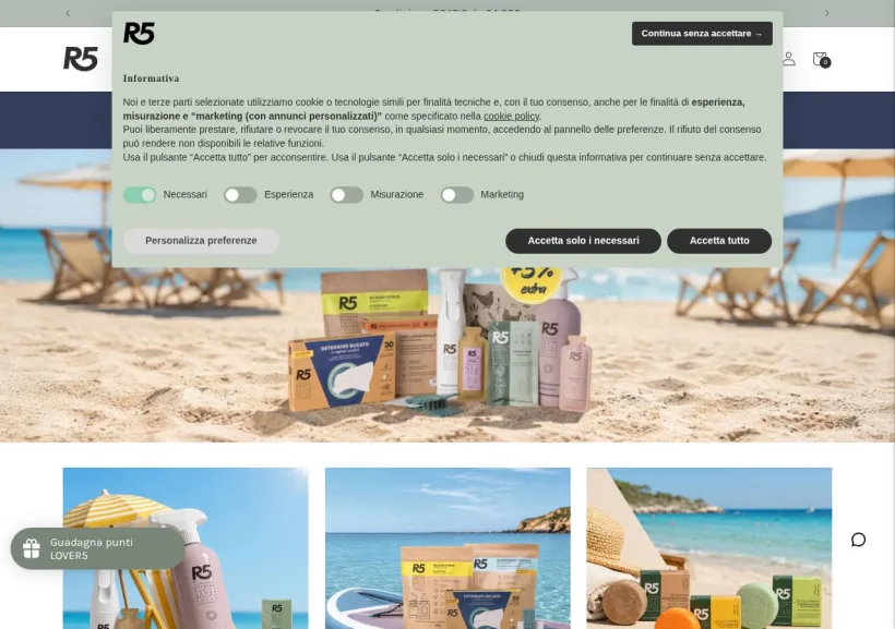 Schermata della pagina offerta di R5living