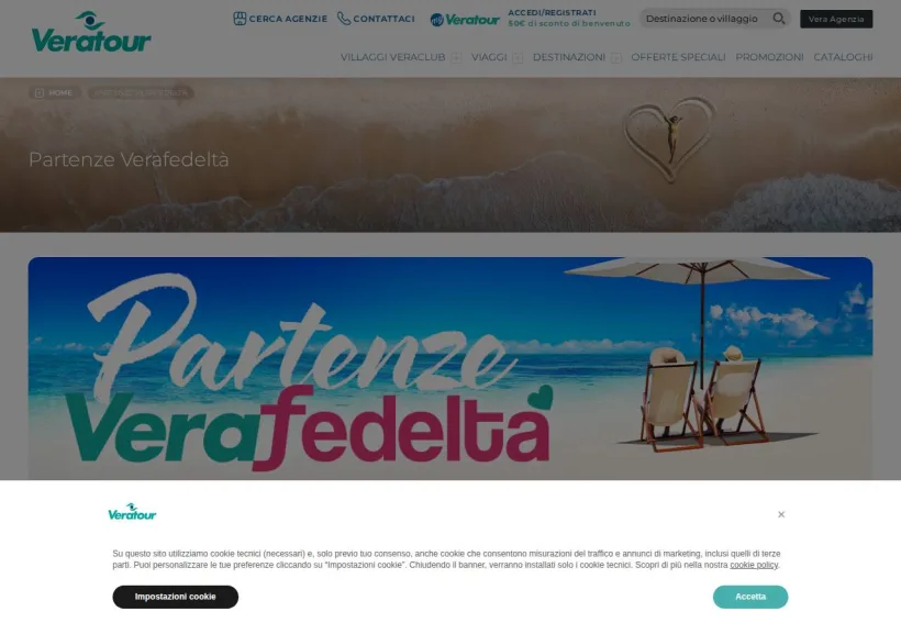 Schermata della pagina offerta di Veratour