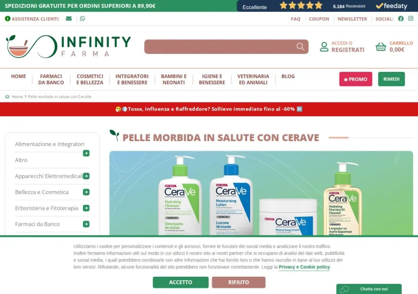 Schermata della pagina offerta di Infinity Farma