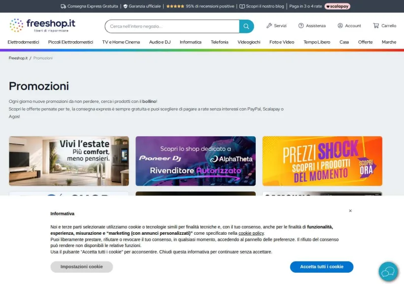 Schermata della pagina offerta di Freeshop