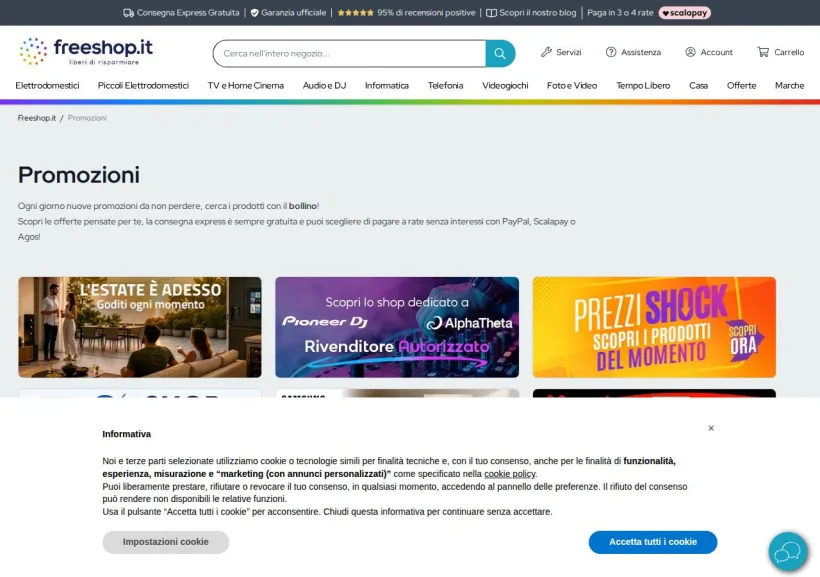 Schermata della pagina offerta di Freeshop