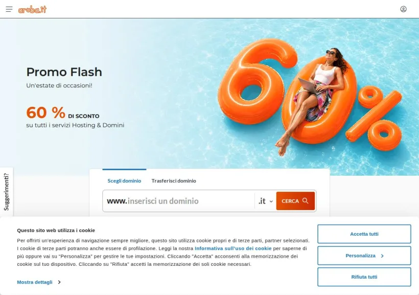 Schermata della pagina offerta di Aruba