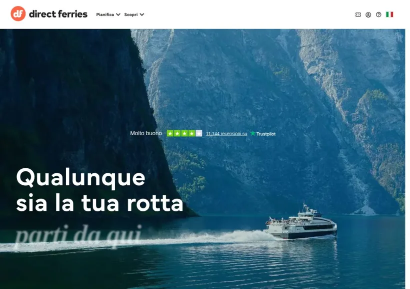 Schermata della pagina offerta di Direct Ferries