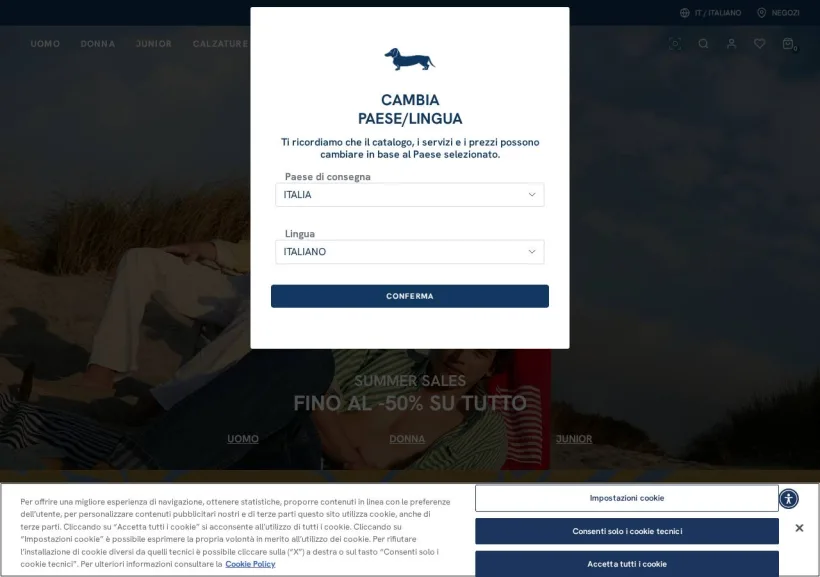 Schermata della pagina offerta di Harmont & Blaine