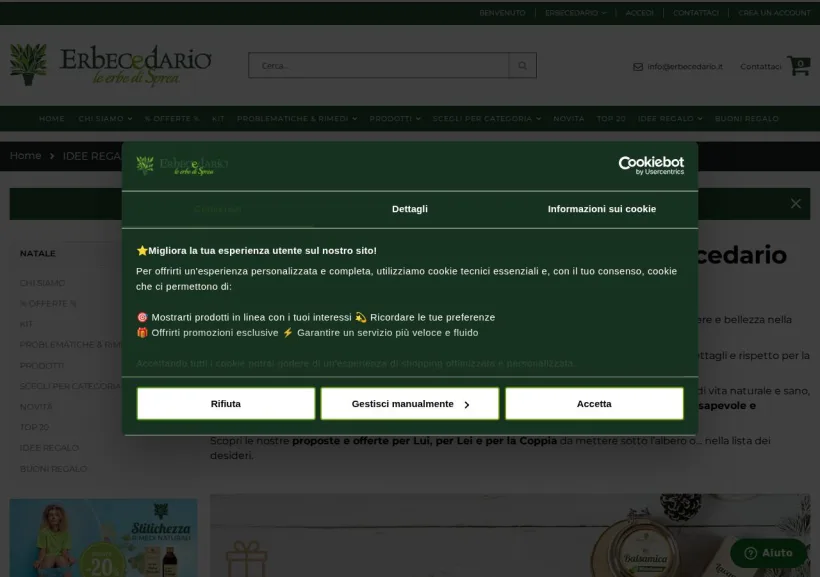 Schermata della pagina offerta di Erbecedario