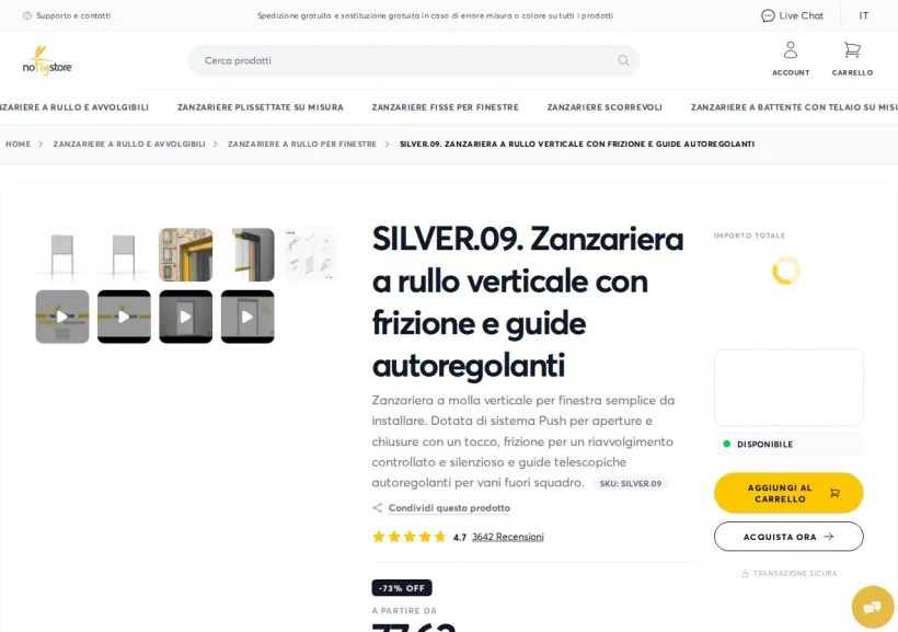 Schermata della pagina offerta di NoFlyStore