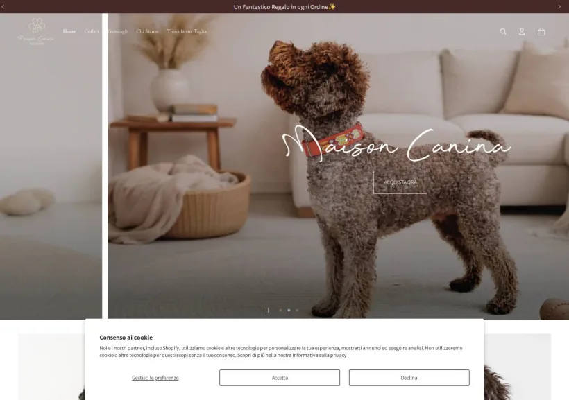 Schermata della pagina offerta di Maison Canina