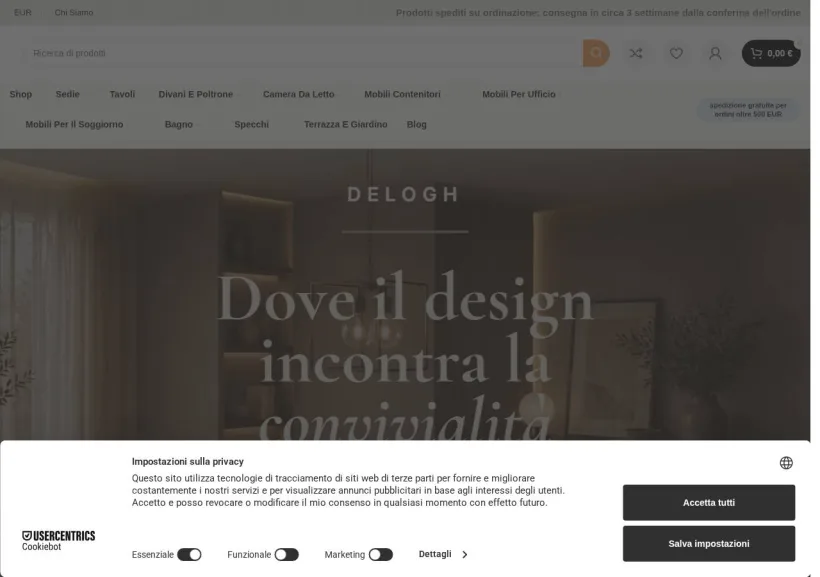 Schermata della pagina offerta di Delogh