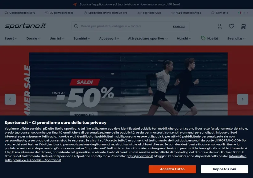Schermata della pagina offerta di Sportano