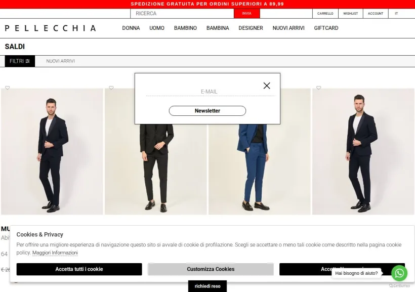 Schermata della pagina offerta di Pellecchia