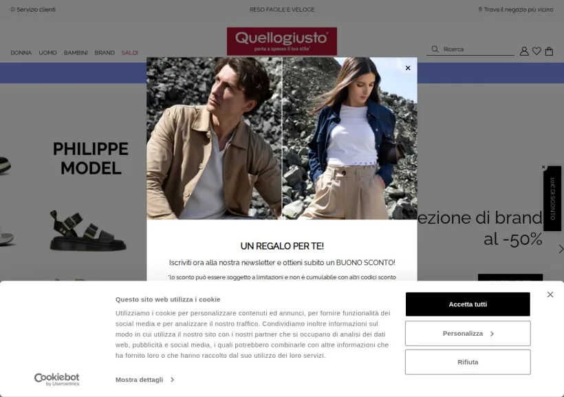 Schermata della pagina offerta di Quellogiusto