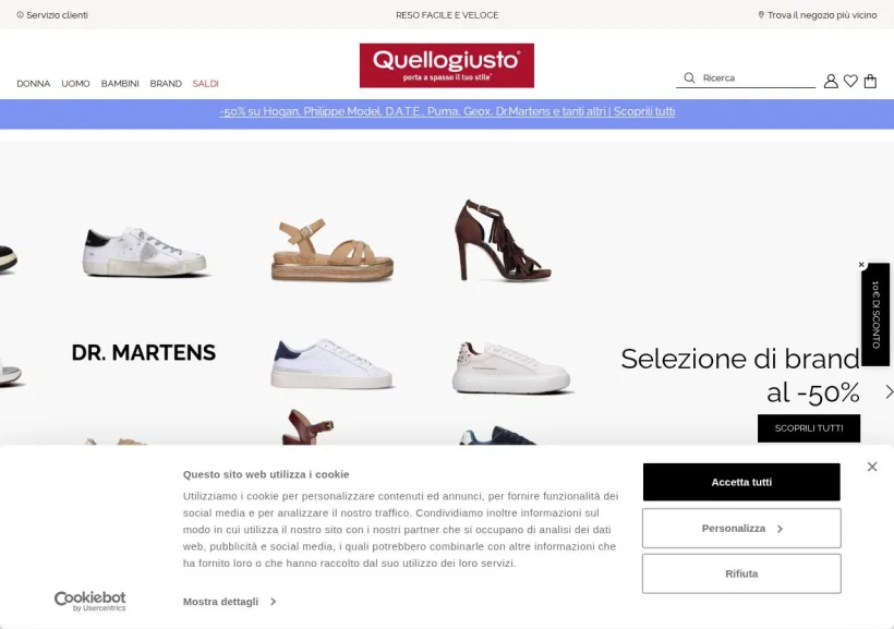 Schermata della pagina offerta di Quellogiusto