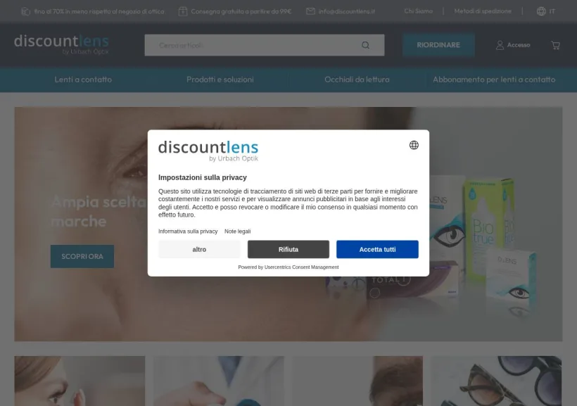 Schermata della pagina offerta di Discountlens