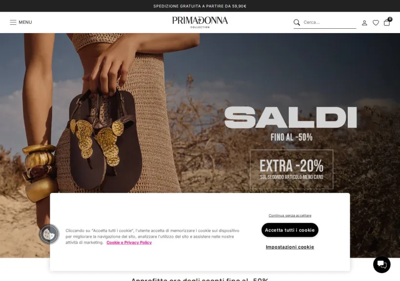 Schermata della pagina offerta di Primadonna 