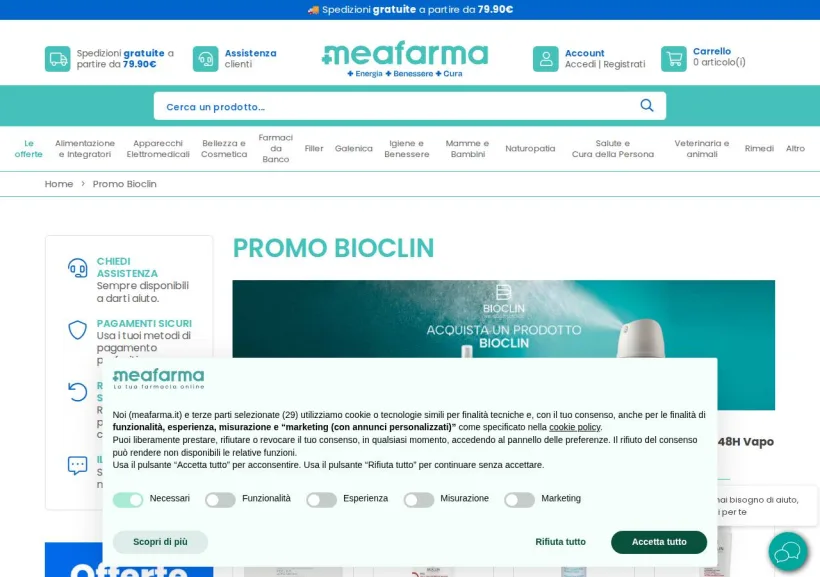 Schermata della pagina offerta di MeaFarma
