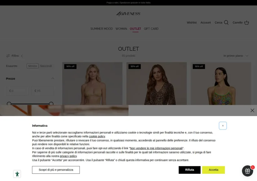 Schermata della pagina offerta di 4giveness