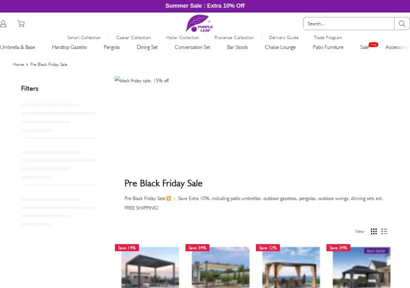 Schermata della pagina offerta di purpleleaf.it