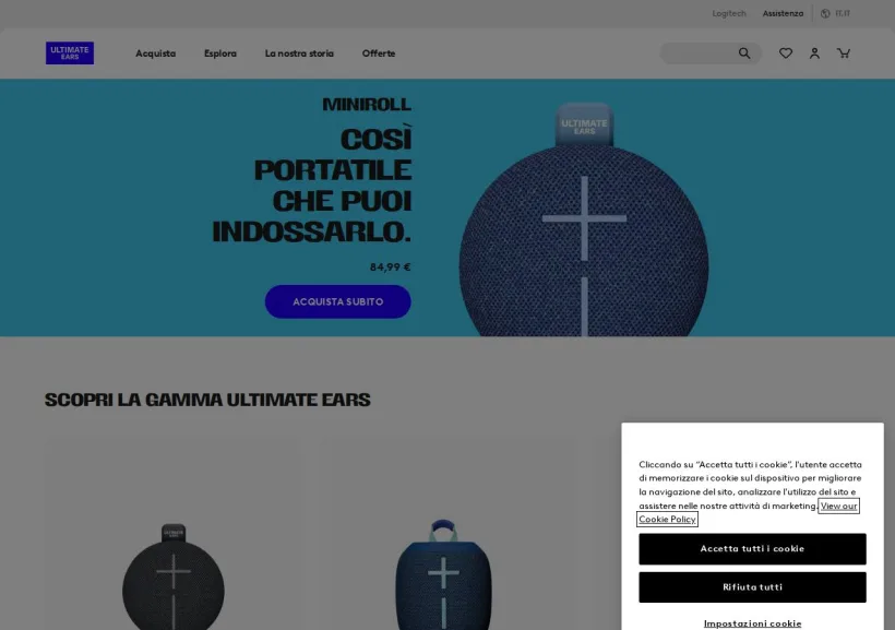 Schermata della pagina offerta di Ultimate Ears
