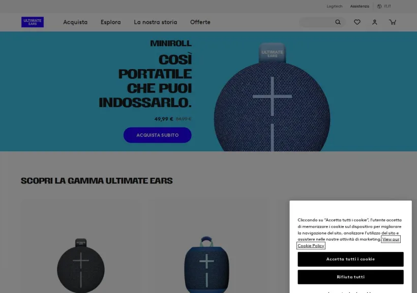 Schermata della pagina offerta di Ultimate Ears