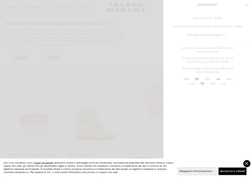 Schermata della pagina offerta di Isabel Marant