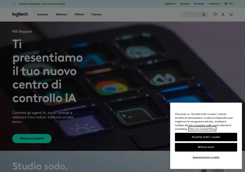 Schermata della pagina offerta di Logitech