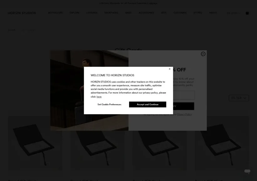 Schermata della pagina offerta di Horizn Studios