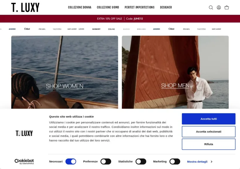 Schermata della pagina offerta di T.LUXY