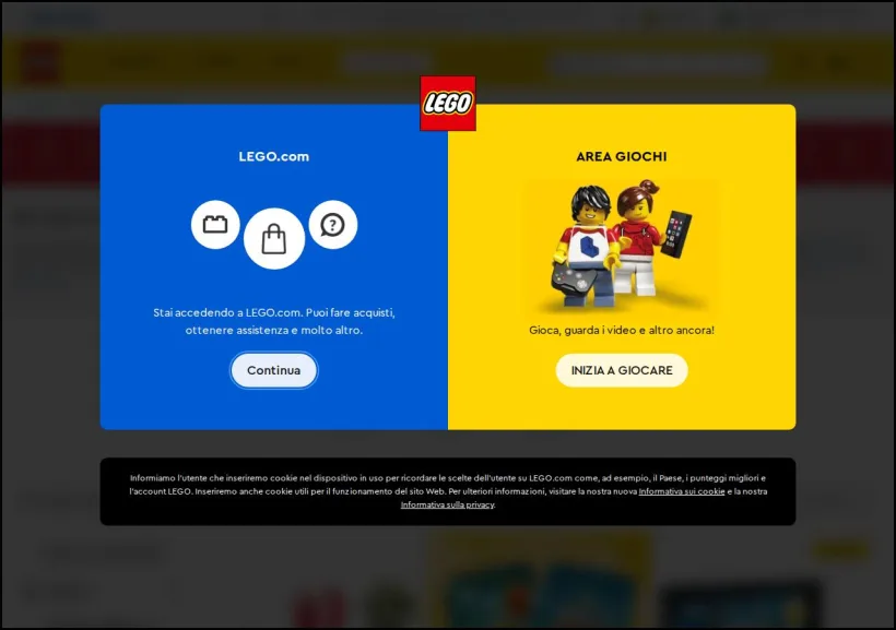 Schermata della pagina offerta di LEGO