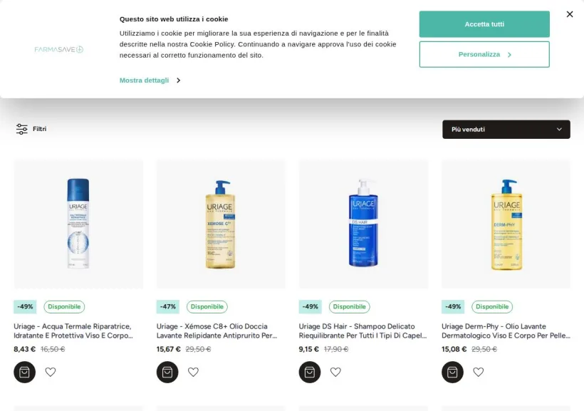 Schermata della pagina offerta di Farmasave