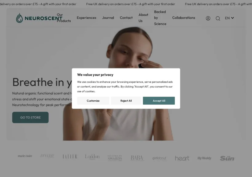 Schermata della pagina offerta di NeuroScent