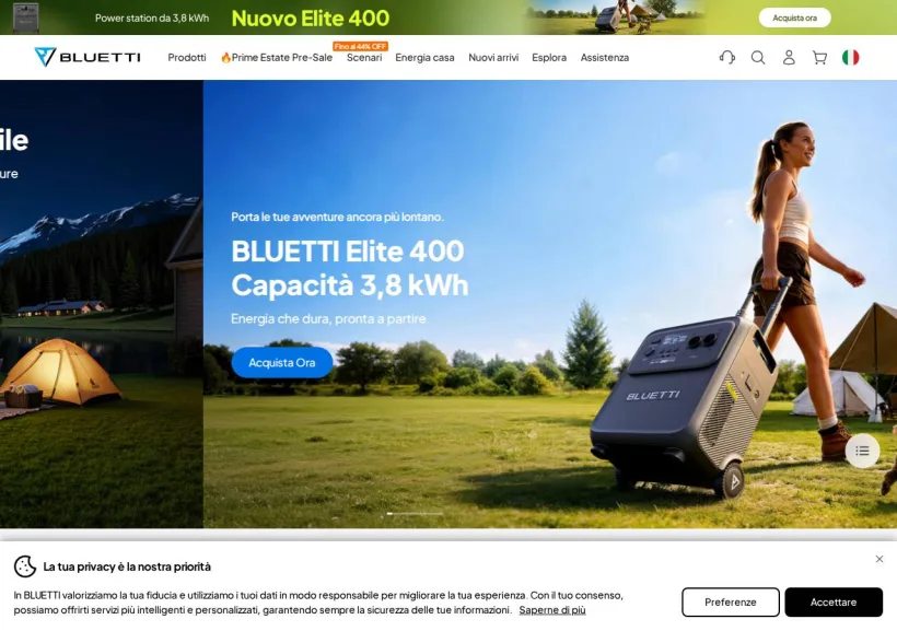 Schermata della pagina offerta di Bluetti