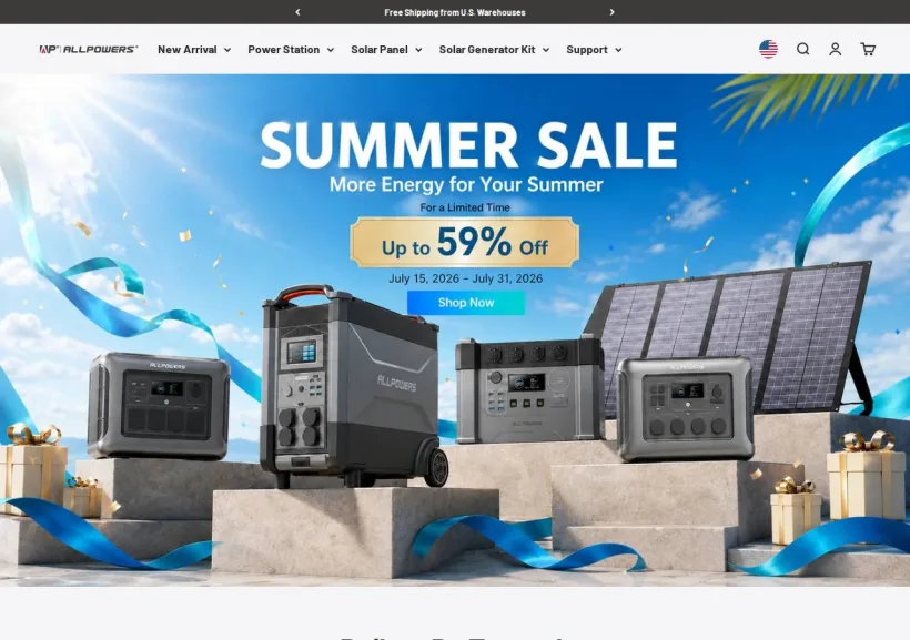 Schermata della pagina offerta di ALLPOWERS