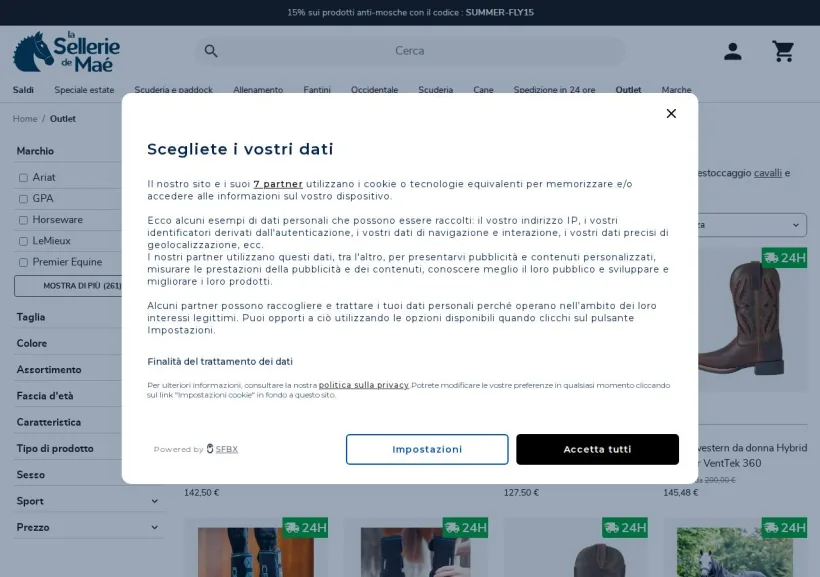 Schermata della pagina offerta di Selleriemae