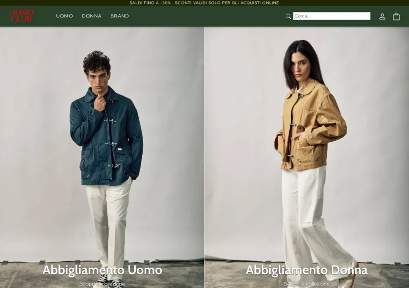 Schermata della pagina offerta di UOMO CLUB