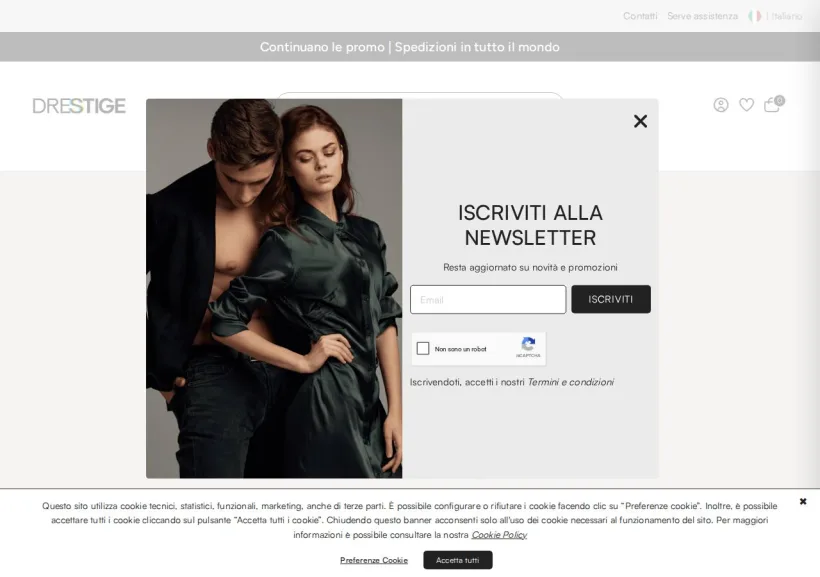 Schermata della pagina offerta di Drestige