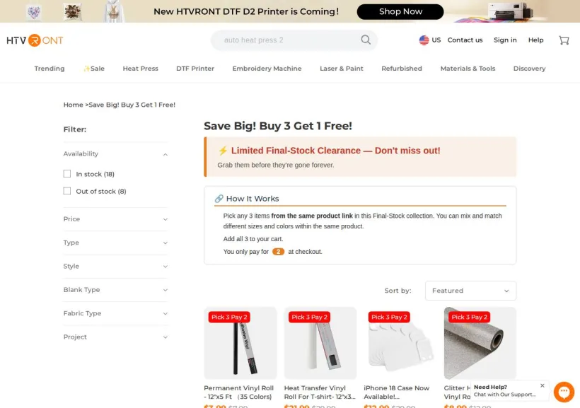 Schermata della pagina offerta di HTVRont