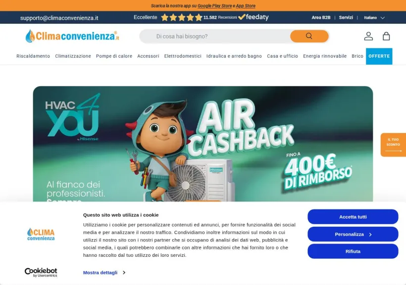 Schermata della pagina offerta di Climaconvenienza